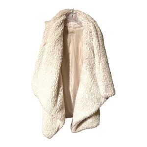 Democracy Shaggy Faux Fur Vest Cream White Cozy Open Front Women S